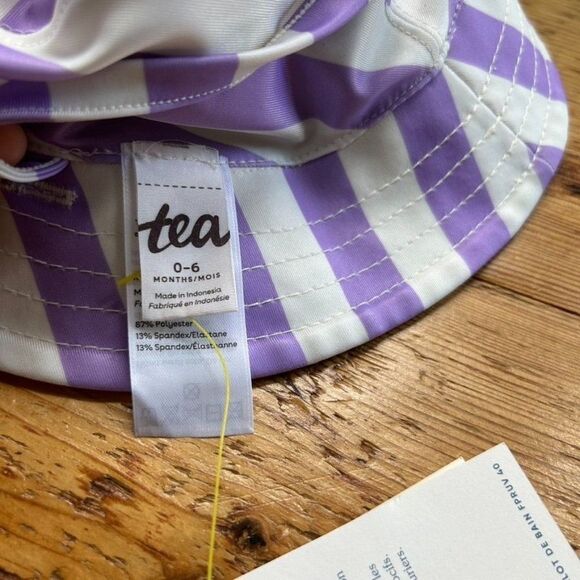 NWT Tea Collection 0 - 6 M Reversible Baby Sun Hat Purple Butterfly UPF 40 - Picture 7 of 10